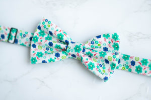 vintage green mini floral bow tie