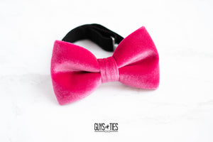 hot pink velvet bow tie | adult and kids