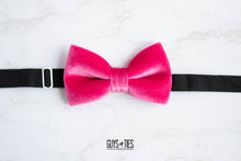 Load image into Gallery viewer, hot pink velvet bow tie | adult and kids