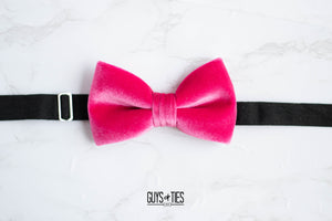 hot pink velvet bow tie | adult and kids