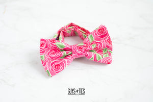 hot pink roses bow tie