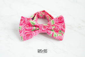 hot pink roses bow tie