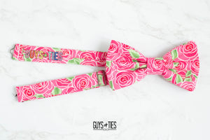 hot pink roses bow tie