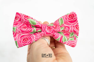 hot pink roses bow tie