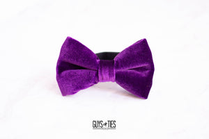 bright magenta purple velvet bow tie