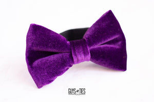 bright magenta purple velvet bow tie