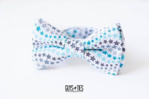 Boy's blue + white stars bow tie