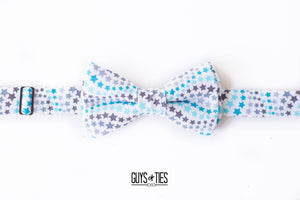 Boy's blue + white stars bow tie