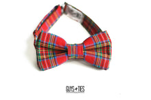 Load image into Gallery viewer, Boys&#39;s red tartan Christmas bow tie