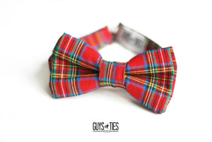 Boys's red tartan Christmas bow tie