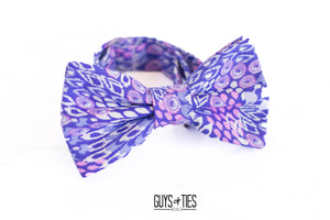 lilac purple peacock feather bow tie