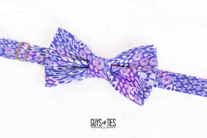 lilac purple peacock feather bow tie