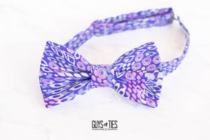 lilac purple peacock feather bow tie