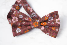 Load image into Gallery viewer, burgundy orange floral bow tie