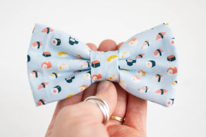 dog bowties | light blue mini sushi rolls