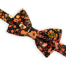 Load image into Gallery viewer, black moody floral bow tie | red orange yellow