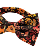 Load image into Gallery viewer, black moody floral bow tie | red orange yellow