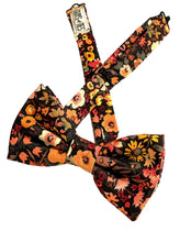 Load image into Gallery viewer, black moody floral bow tie | red orange yellow