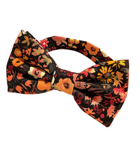 Load image into Gallery viewer, black moody floral bow tie | red orange yellow