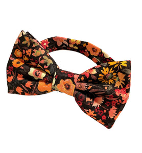 black moody floral bow tie | red orange yellow