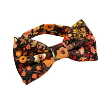 Load image into Gallery viewer, black moody floral bow tie | red orange yellow