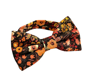 black moody floral bow tie | red orange yellow