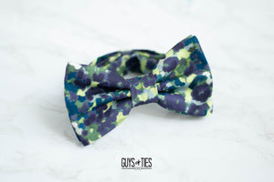 navy blue watercolor floral bow tie