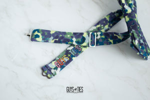 navy blue watercolor floral bow tie