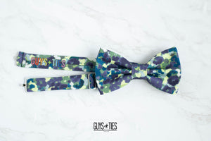 navy blue watercolor floral bow tie