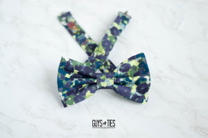 navy blue watercolor floral bow tie