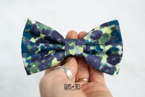 navy blue watercolor floral bow tie