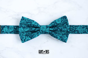 turquoise navy floral bow tie