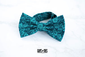 turquoise navy floral bow tie