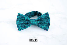 Load image into Gallery viewer, turquoise navy floral bow tie