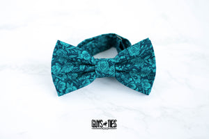 turquoise navy floral bow tie