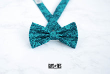 Load image into Gallery viewer, turquoise navy floral bow tie