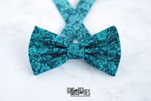 turquoise navy floral bow tie