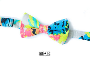 neon floral linen bow tie