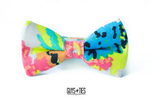 neon floral linen bow tie