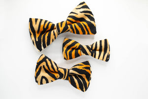 black + orange tiger print dog bow tie