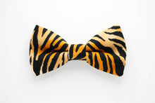 Load image into Gallery viewer, black + orange tiger print dog bow tie