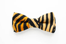 Load image into Gallery viewer, black + orange tiger print dog bow tie