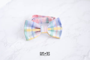 Easter pastel plaid bow tie