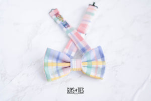 Easter pastel plaid bow tie