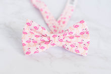 Load image into Gallery viewer, mini pink flamingos novelty bow tie