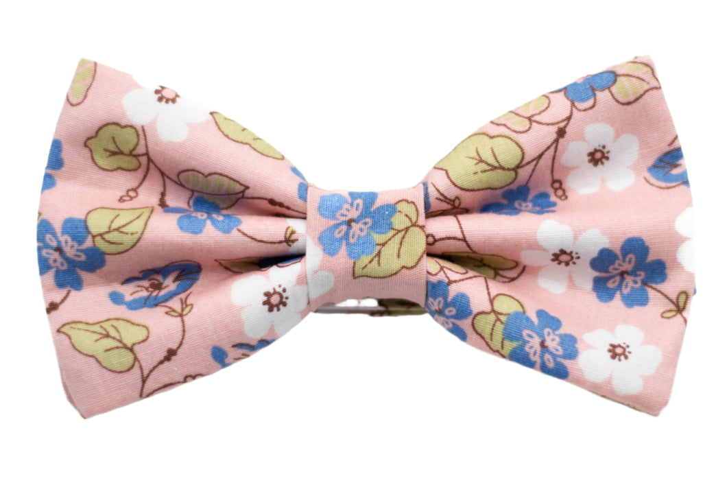 blue pink floral bow tie