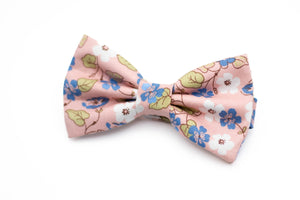 blush pink blue white floral bow tie