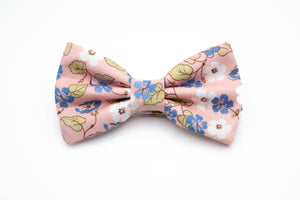 blush pink blue white floral bow tie