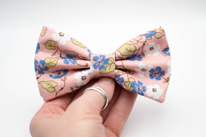 blush pink blue white floral bow tie