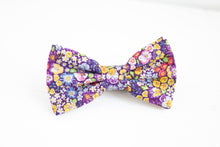 Load image into Gallery viewer, purple colorful mini floral bow tie